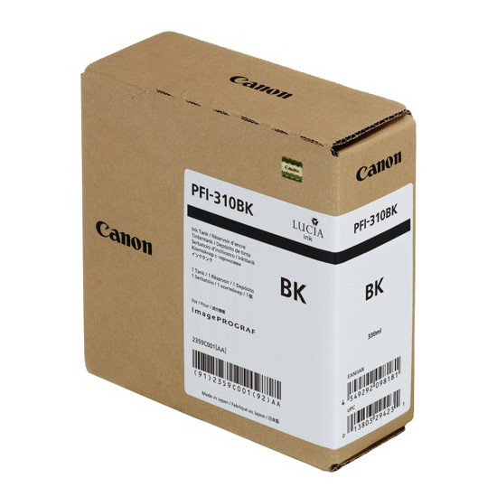 Cartucho de tinta Canon PFI-310BK Negro Brillo - 330 ml.