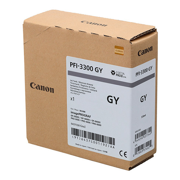 Cartucho de tinta Canon PFI-3300GY Gris - 330 ml.