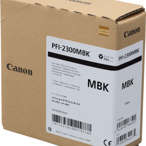 Cartucho de tinta Canon PFI-2300MBK Negro Mate - 330 ml.